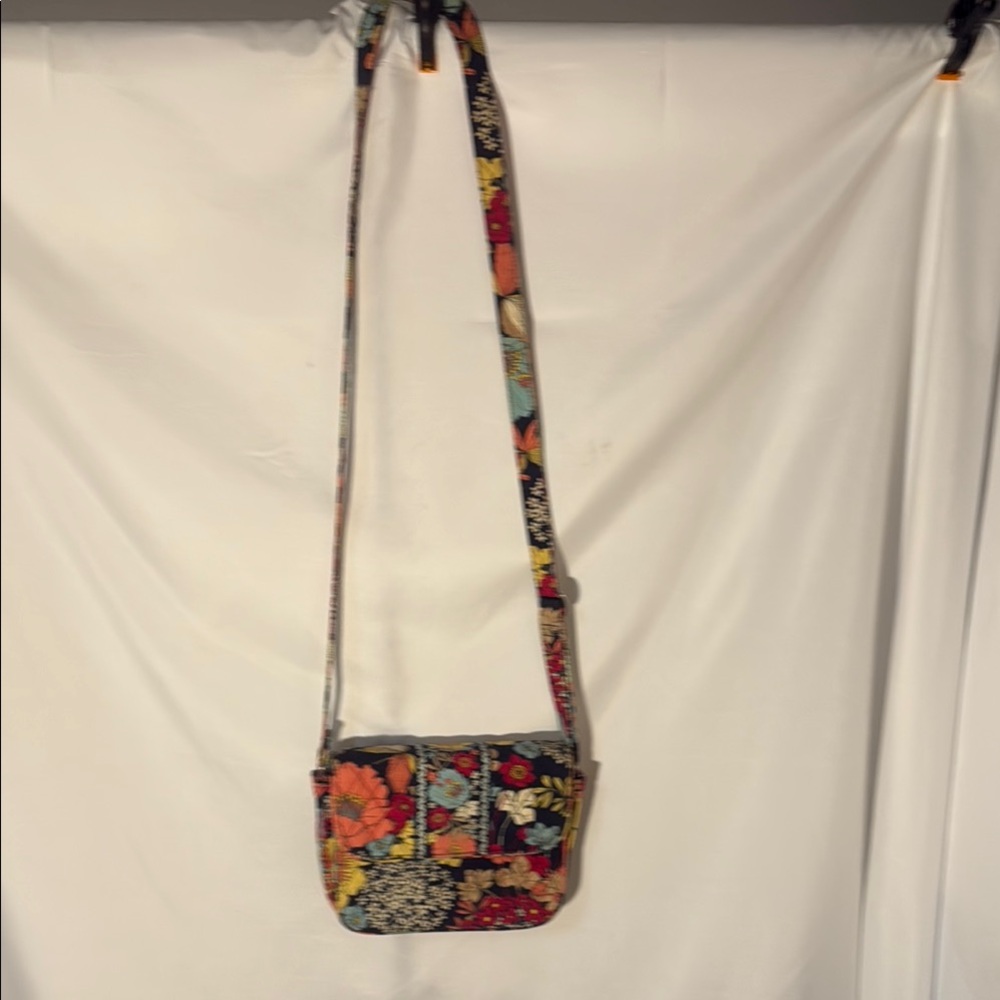 Vera Bradley Red and Blue Crossbody Bag with Quilted Fabric